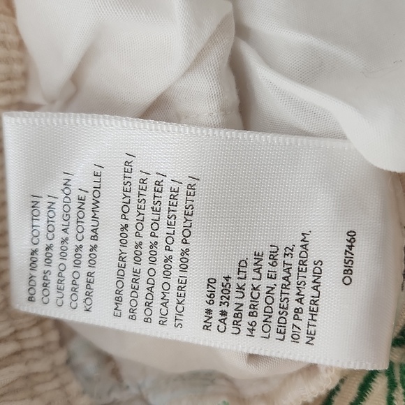 Urban Outfitters Embroidered Corduroy Beach Pant Cream/Green, Men's Medium - Picture 9 of 9